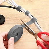 お買い得  フック-ワイヤーオーガナイザー 再利用可能なワイヤー粘着ループフック ナイロンストラップオーガナイザー 自己粘着クリップホルダー 電源ケーブルタイ