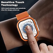 cheap Smartwatch Screen Protectors-Watch Case for Apple Watch Ultra 49mm Screen Protector 49mm 9H Tempered Glass Titanium Alloy Frame Keep Original Touch Sensitive Lightweight Protective Glass Film for iwatch Ultra 49mm