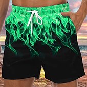 baratos Impressão Geométrica-Homens Estampas Abstratas Labareda Calção Justo de Natação Shorts de Natação Bermuda de Surf Cintura Média Havaiana Boho Casual Diário Feriado Com Cordão com forro de malha Cintura elástica Designer