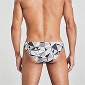 cheap Men&#039;s Briefs Underwear-Men&#039;s 1 PC Briefs Print Spandex Polester / Cotton Blend Washable Comfortable Geometric Graphic Prints Low Rise Black Red