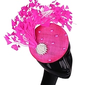billiga Hattar och fascinators-fascinators hattar Huvudbonad Lin Formell Kentucky Derby Hästrace Damernas dag cocktail Elegant Mode Glam Med Fjäder Hårbonad Huvudbonader