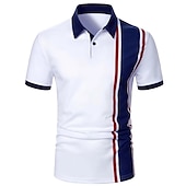 preiswerte Klassisches Poloshirt für Herren-Herren Poloshirt Golfhemd Casual Festtage Klassisch Kurzarm Modisch Basic Farbblock Taste Sommer Regular Fit Weiß Rot Schwarz-Weiß Poloshirt