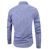 cheap Men&#039;s Button Up Shirts-Men&#039;s Casual Shirt Button Up Shirt Checked Shirts Black Red Deep Blue Light Blue Long Sleeve Plaid Square Neck Vacation Daily Wear Button-Down Clothing Apparel Cotton Fashion Leisure Hawaiian