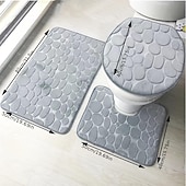billiga 3PC Badrumsmatta set-3 st badmatta halkfria badrumsmattor, ultramjuk halkfri badmatta och absorberande badmattor, inkluderar u-formad konturmatta, toalettlocksöverdrag