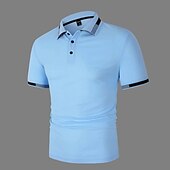preiswerte Klassisches Poloshirt für Herren-Herren Poloshirt Golfhemd Strasse Casual Klassisch Kurzarm Modisch Basic Farbblock Taste Sommer Regular Fit Grasgrün Hellhimmelblau Schwarz Weiß Rosa Perlenrosa Poloshirt