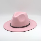 billige Ville vesten-Hatter Ull / Acryl Fedora Formell Bryllup cocktail Royal Astcot Enkel Klassisk Med Kjede Ren Farge Hodeplagg Hodeplagg