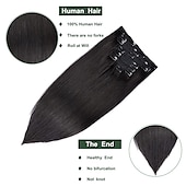 cheap Clip in Hair Extensions-Clip in Hair Extensions Real Human Hair Soft &amp; Natural Jet black Remy Seamless Clip ins 120g 7pcs Clip on Hair Extensions Clip in Human Hair for Women