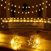 tanie Oświetlenie świąteczne-Moon stars fairy string lights 3m 20 leds 6m 40 leds ramadan string lights zasilany z baterii na ramadan boże narodzenie wesele dekoracje na patio domu