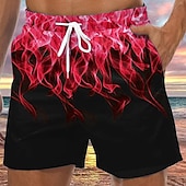baratos Impressão Geométrica-Homens Estampas Abstratas Labareda Calção Justo de Natação Shorts de Natação Bermuda de Surf Cintura Média Havaiana Boho Casual Diário Feriado Com Cordão com forro de malha Cintura elástica Designer