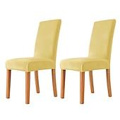 cheap Dining Chair Cover-2 Pcs Dining Chair Cover Burgundy Velvet Stretch Chair Seat Slipcover Spandex with Elastic Bottom Protector for Dining Room Wedding Ceremony Durable Washable