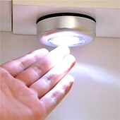 tanie Światła krążkowe-4 szt. awaryjne oświetlenie ścienne 3 led kuchnia pod szafką oświetlenie do szafy z naklejką dotknij lampa dotykowa przestrzeń naklejka bezprzewodowa lampa ścienna szafa sypialnia kuchnia