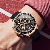 Недорогие Кварцевые часы-Кварцевые часы OLEV для мужчин спортивные наручные часы светящиеся хронографы с календарем многофункциональные водонепроницаемые с силиконовым браслетом