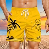 olcso Trópusi növények és virágok-Férfi Kókuszfa Naplemente Deszkás short Úszónadrágok Közepes csípő Hawaii Boho Szabadság Tengerpart Zsinór hálós béléssel Rugalmas derék Tervező Ruházat