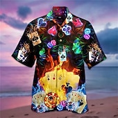 preiswerte Vögel &amp; Tiere-Herren Flamingo Lampen Hemd Hawaiihemd Sommerhemd Aloha-Shirt Kurzarm Hemd Umlegekragen Tropisch Modisch Strassenmode Casual Hawaiianisch Festtage Schwarz Gelb Hellgrün S M L
