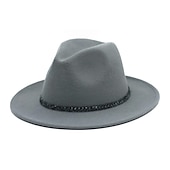 billige Ville vesten-Hatter Ull / Acryl Fedora Formell Bryllup cocktail Royal Astcot Enkel Klassisk Med Kjede Ren Farge Hodeplagg Hodeplagg