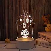 رخيصةأون أضواء زينة رمضان-عيد مبارك ثلاثية الأبعاد زينة ضوء الليل أكريليك led إسلامي مسلم رمضان مهرجان لوازم للديكور المنزل مصباح ليلي ديكور غرفة نوم