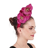 cheap Fascinators-Fascinators Polyester Fall Wedding Kentucky Derby Cocktail Royal Astcot Lady British With Floral Headpiece Headwear