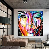 abordables Peintures portraits-Mintura main visage peinture à l&#039;huile sur toile mur art décoration moderne figure abstraite image pour la décoration intérieure roulé sans cadre non étiré peinture
