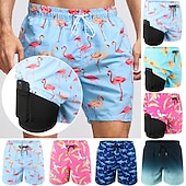 cheap Men&#039;s Boxer Swim Trunks-Men&#039;s Board Shorts Swim Shorts Swim Trunks Summer Shorts Drawstring Elastic Waist 2 in 1 Graphic Comfort Breathable Short Casual Holiday Beach Hawaiian Stylish Gradient blue Black