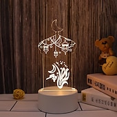 رخيصةأون أضواء زينة رمضان-عيد مبارك ثلاثية الأبعاد زينة ضوء الليل أكريليك led إسلامي مسلم رمضان مهرجان لوازم للديكور المنزل مصباح ليلي ديكور غرفة نوم