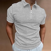 economico Vacanza-Per maschio Polo a nido d&#039;ape Da tutti i giorni Appuntamento Collo ripiegabile Maniche corte Moderno Tinta unita / tinta unita Mezza Zip Primavera estate Adattabile Nero Bianco Blu reale Grigio scuro
