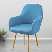 voordelige Fauteuil deksel en armloze stoelhoes-keukenstoelhoes effen kleur garengeverfde polyester kussenovertrekken