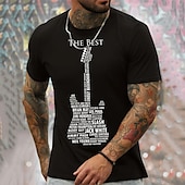 abordables Camiseta gráfica para hombres-Hombre Estampados Instrumento musical Pasatiempo Camiseta Camisetas gráficas Algodón Mangas cortas Gráfico Camisa Negro Blanco Azul Marino Camiseta cómoda Vacaciones Calle Ropa de diseñador de moda
