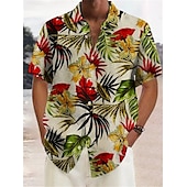 billiga Musik och gitarrer-Herr Musik Guitarr Rock and Roll Skjorta Hawaii skjorta Knapp upp skjorta Kort ärm Mode Streetwear Designer Utomhus Gata Ledigt Sommar Vår Nedvikt Mönster Aprikos Gul Blå Grön Regnbåge