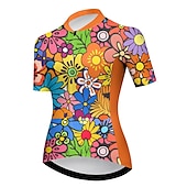 abordables Maillots de mujer-Mujer Maillot de Ciclismo Graphic Flor Manga Corta Bicicleta Maillot Camiseta con 3 bolsillos traseros MTB Bicicleta Montaña Ciclismo Carretera Secado rápido Bandas Reflectantes Bolsillo trasero