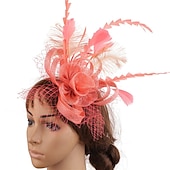 preiswerte Faszinator-Fascinatoren Flachs Kentucky Derby Kirche Cocktail Royal Astcot Elegant Britisch Mit Feder Tüll Kopfschmuck Kopfbedeckung