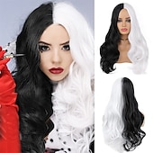 economico Parrucche dei personaggi dei film-amo le parrucche bluastre verdi ombre lunghe ricce ondulate blu acquamarina parrucca con parte laterale 2 toni radici scure parrucche sintetiche per feste quotidiane cosplay per donne parrucche di