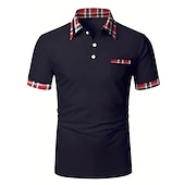 billige Klassisk poloskjorte for menn-Herre POLO T-skjorte Golf skjorte Avslappet Daglig Polokrage Klassisk Kortermet Lettvekt Ruter Lapper Alle årstider Normal Lyseblå Svart Hvit Rød Navyblå Lysegrå POLO T-skjorte