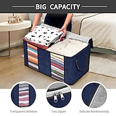 cheap Clothing &amp; Closet Storage-3 Pack, 90L Large Capacity Clothes Storage Bag Organizer with Reinforced Handle Thick Fabric for Comforters, Blankets, Bedding, Foldable with Sturdy Zipper, Clear Window