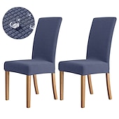 baratos Capa para Cadeira de Jantar-2 peças capa para cadeira de jantar cor de vinho, capa elástica repelente de água para assento de cadeira, elastano com protetor de fundo elástico para sala de jantar, cerimônia de casamento,