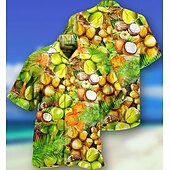 billiga Mat och Dryck-Herr Palmträd Kokos Strand Skjorta Hawaii skjorta Aloha skjorta Kortärmad Skjorta Nedvikt Tropisk Mode Hawaiisk Ledigt Hawaiisk Helgdag Himmelsblå Grön S M L
