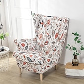 billige Lenestoldeksel og armløst stolomslag-stretch wingback stoltrekk vinge stol slipcovers med seteputetrekk spandex jacquard wingback lenestoltrekk til ikea strandmon stol