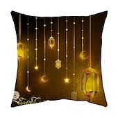 cheap Holiday Cushion Cover-Ramadan Kareem Throw Pillow Cover Eid Mubarak 1PC Soft Decorative Square Cushion Case Pillowcase for Bedroom Livingroom Sofa Couch Chair Machine Washable