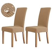 baratos Capa para Cadeira de Jantar-2 peças capa para cadeira de jantar cor de vinho, capa elástica repelente de água para assento de cadeira, elastano com protetor de fundo elástico para sala de jantar, cerimônia de casamento,