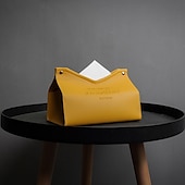 cheap Storage &amp; Organization-Leather Tissue Box Nordic Car Tissue Box INS Home Living Room Decoration Bedroom Kitchen Desktop Storage Box Napkin Holder