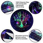 cheap Blacklight Tapestries-Blacklight Tapestry UV Reactive Glow in the Dark Glow Party Neon Tree of Life Mandala Psychedelic Trippy Misty Hanging Tapestry Wall Art Mural for Living Room Bedroom