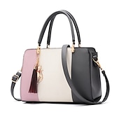 economico Borsette e borse tote-borsa a mano colorblock alla moda da donna con ciondolo a forma di gatto, perfetta per l&#039;uso quotidiano e le uscite informali