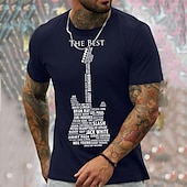 abordables Camiseta gráfica para hombres-Hombre Estampados Instrumento musical Pasatiempo Camiseta Camisetas gráficas Algodón Mangas cortas Gráfico Camisa Negro Blanco Azul Marino Camiseta cómoda Vacaciones Calle Ropa de diseñador de moda