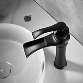 cheap Classical-Waterfall Basin Sink Mixer Faucet Black, Tall Bathroom Taps Single Handle One Hole with Hot and Cold Hose Vessel Water Tap Deck Mounted