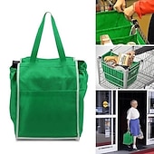 levne úschovna zavazadel a cestování-zahuštěný zelený supermarket košík nákupní taška skladování látková taška netkaná kabelka tv product grab bag