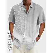 billiga Tropiska växter-Herr Lutning Löv Tropiska växter Skjorta Hawaii skjorta Aloha skjorta Kort ärm Skjorta Nedvikt Tropisk Mode Streetwear Dagligen Hawaiisk Helgdag Rodnande Rosa Blå Purpur S M L