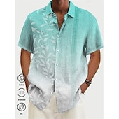 billiga Tropiska växter-Herr Lutning Löv Tropiska växter Skjorta Hawaii skjorta Aloha skjorta Kort ärm Skjorta Nedvikt Tropisk Mode Streetwear Dagligen Hawaiisk Helgdag Rodnande Rosa Blå Purpur S M L