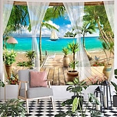 tanie Tkanina Plaży Oceanicznej-Motyw plażowy wiszący gobelin wall art duży gobelin mural decor fotografia tło koc kurtyna strona główna sypialnia dekoracja salonu