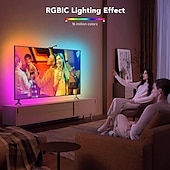 Недорогие Умный ночной свет-envisual tv светодиодная подсветка с камерой 3,8 м rgbic wi-fi tv подсветка для телевизоров ПК работает с alexa и приложением Google Assistant управление музыкой синхронизация телевизор с регулируемой яркостью света