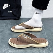 cheap Casual Sandals-Men&#039;s Slippers &amp; Flip-Flops Flat Sandals Flip-Flops Walking Casual Beach Daily EVA Breathable Black Blue Khaki Summer