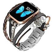 billiga Apple Watch-band-Smyckesarmband Kompatibel med Apple Watch klockband 38mm 40mm 41mm 42mm 44mm 45mm 49mm Lyx PU-läder Ersättningsurband för iwatch Series Ultra 8 7 6 5 4 3 2 1 SE